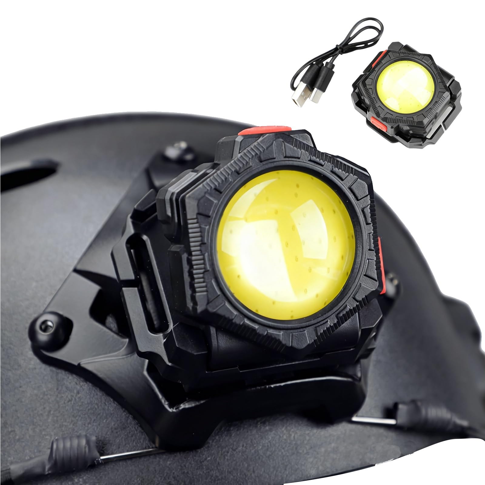 Lampe LED Tactique pour Casque – 500 Lumens, Charge de Type C, 4 Modes, Compatible avec Les Casques MICH, Poids Léger (50 G)
