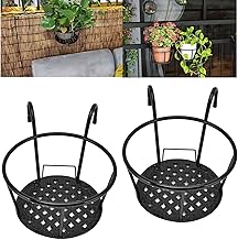 Xnferty 2 peças de cesta para pendurar plantas, suporte multiuso de ferro para pendurar plantas, suporte de metal em vaso para plantas, suportes de vaso de flores para pátio, varanda e varanda