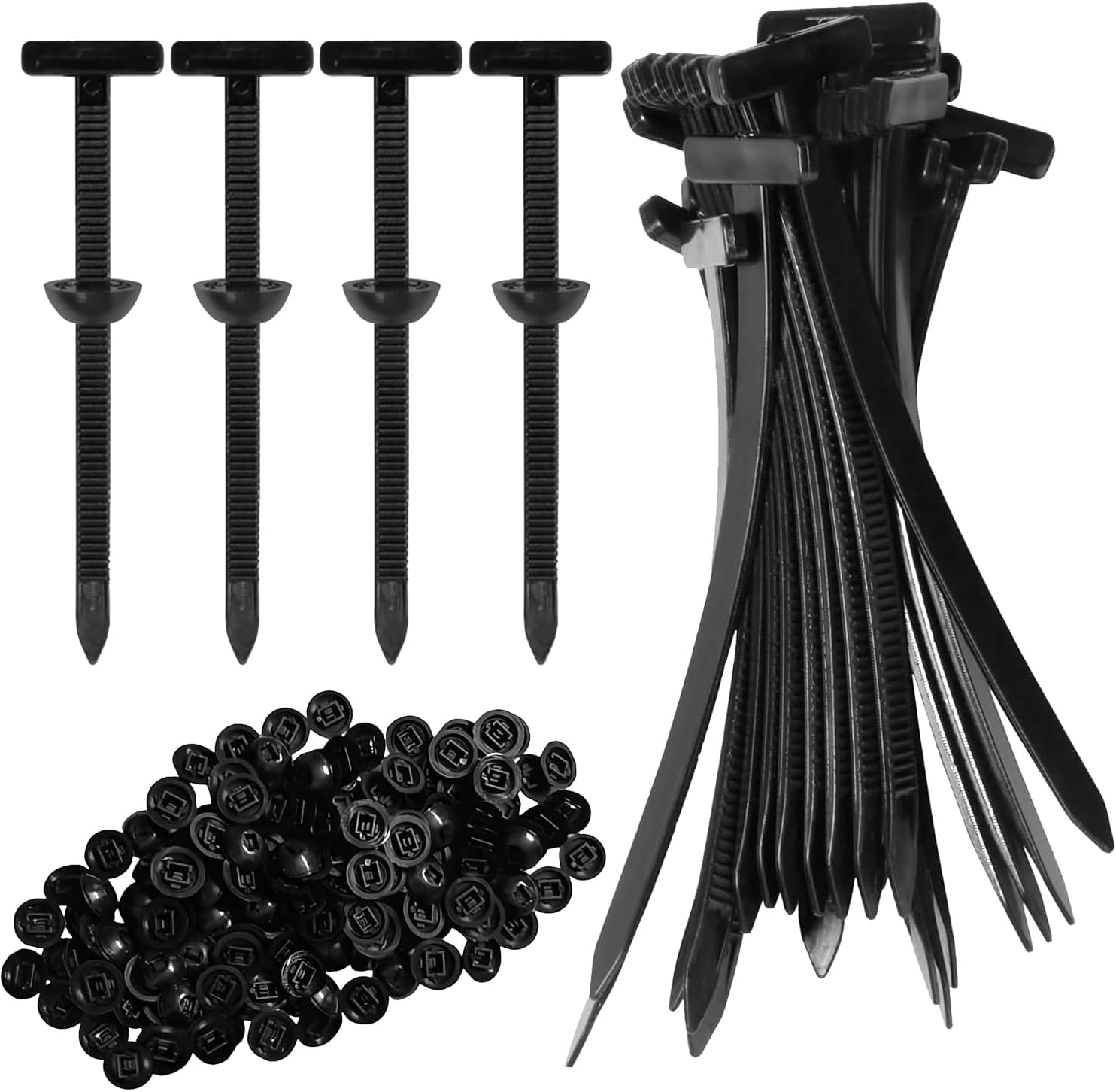 100 PCS Nylon Universal Cable Tie Buckle with Pin & Button Design - Heavy Duty Self-Locking Zip Ties Holder, UV Resistant Plastic Fasteners for Car Body, Tool Organization, and Daily Fixing (100)