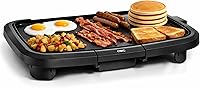 Vista 10 de COOK WITH COLOR Plancha eléctrica de 1200 W, superficie antiadherente para panqueques, hamburguesas, huevos y más, control de temperatura extraíble