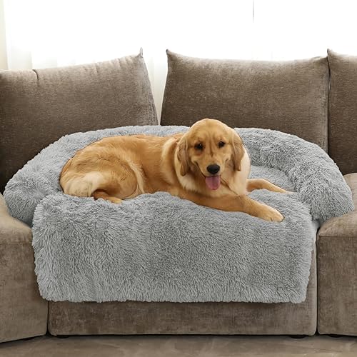 Miniatura 18 de Cama calmante para perro, tapete de felpa esponjosa para perros, protector de muebles con funda extraíble lavable para perros y gatos grandes,