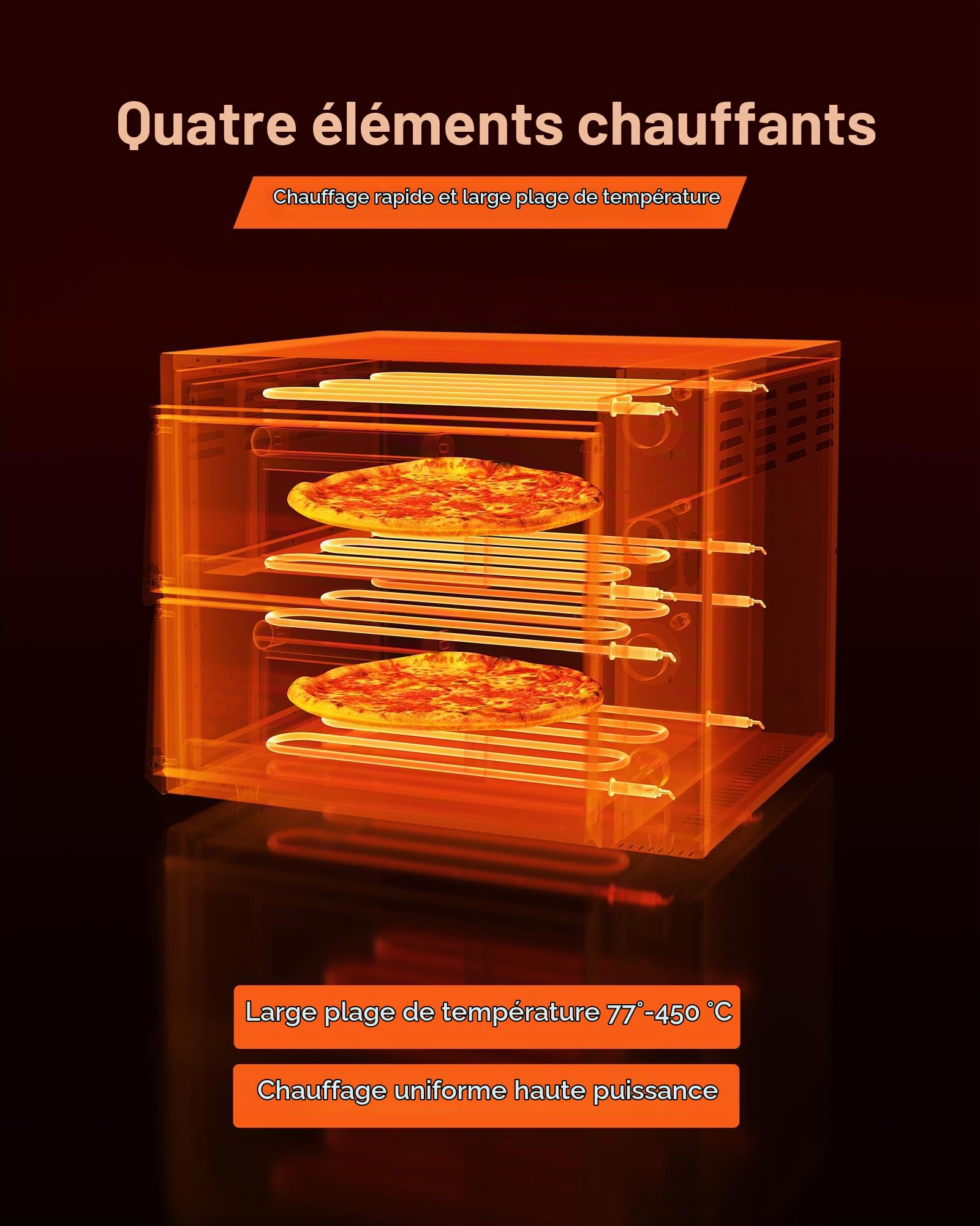 VEVOR 18 Inch Electric Pizza Oven Countertop Pizza Maker Indoor Pizza Machine 2 Levels with Independent Upper and Lower Temperature Control, Max Temperature 450℃ for Kitchen