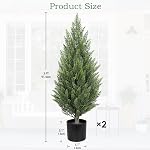 3ft. Artificial Cedar Trees 2 Packs Faux Topiary UV Resistant Potted Floor Plants Fake Shrubs Cypress Trees for Home Decor Indoor Outdoor Garden Patio