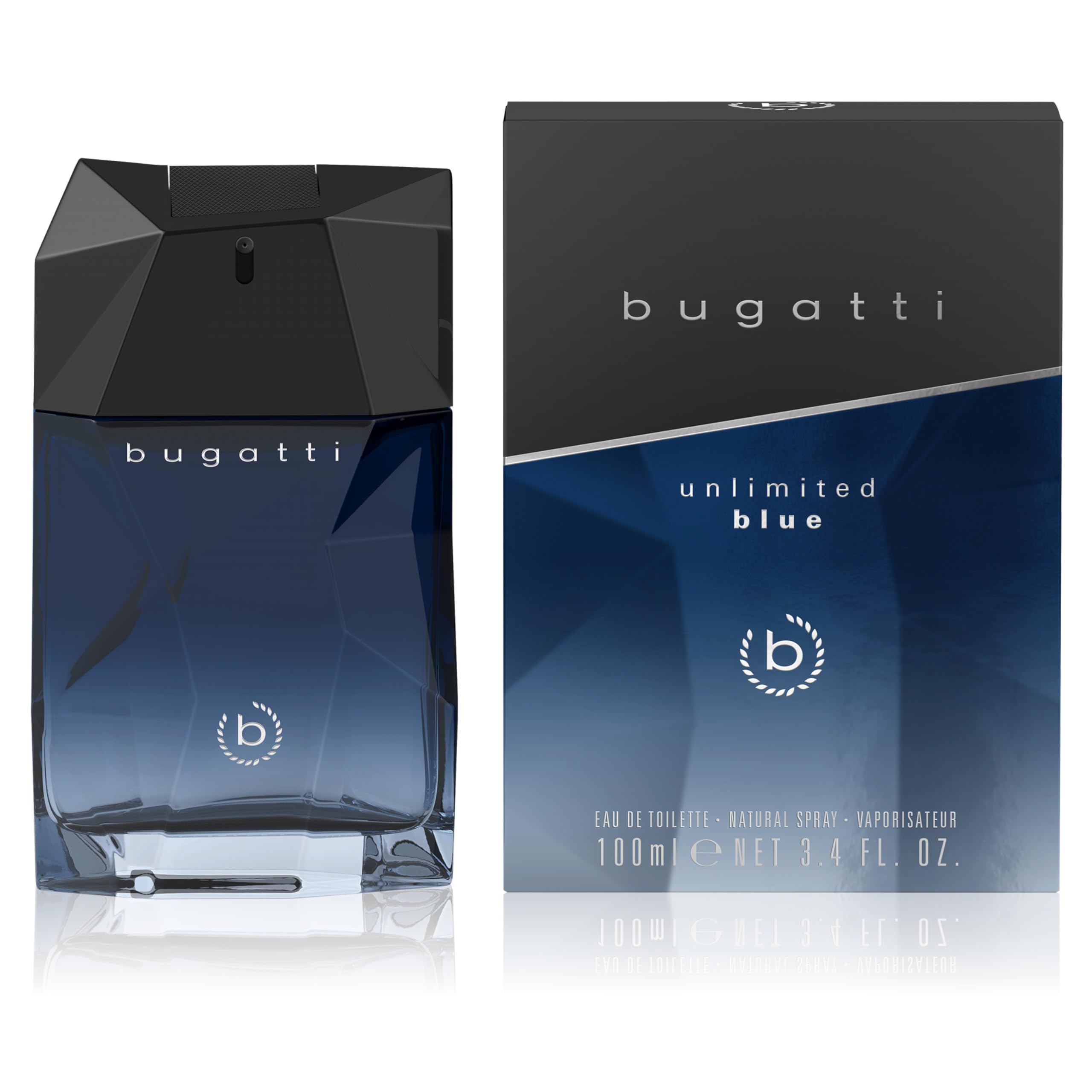 bugatti Parfum pour homme « Unlimited Blue » 100 ml I Eau de toilette pour homme avec citron, pastèque, bois de santal et bois de cèdre I Vivifiant, dynamique et moderne I Parfum aromatique aquatique