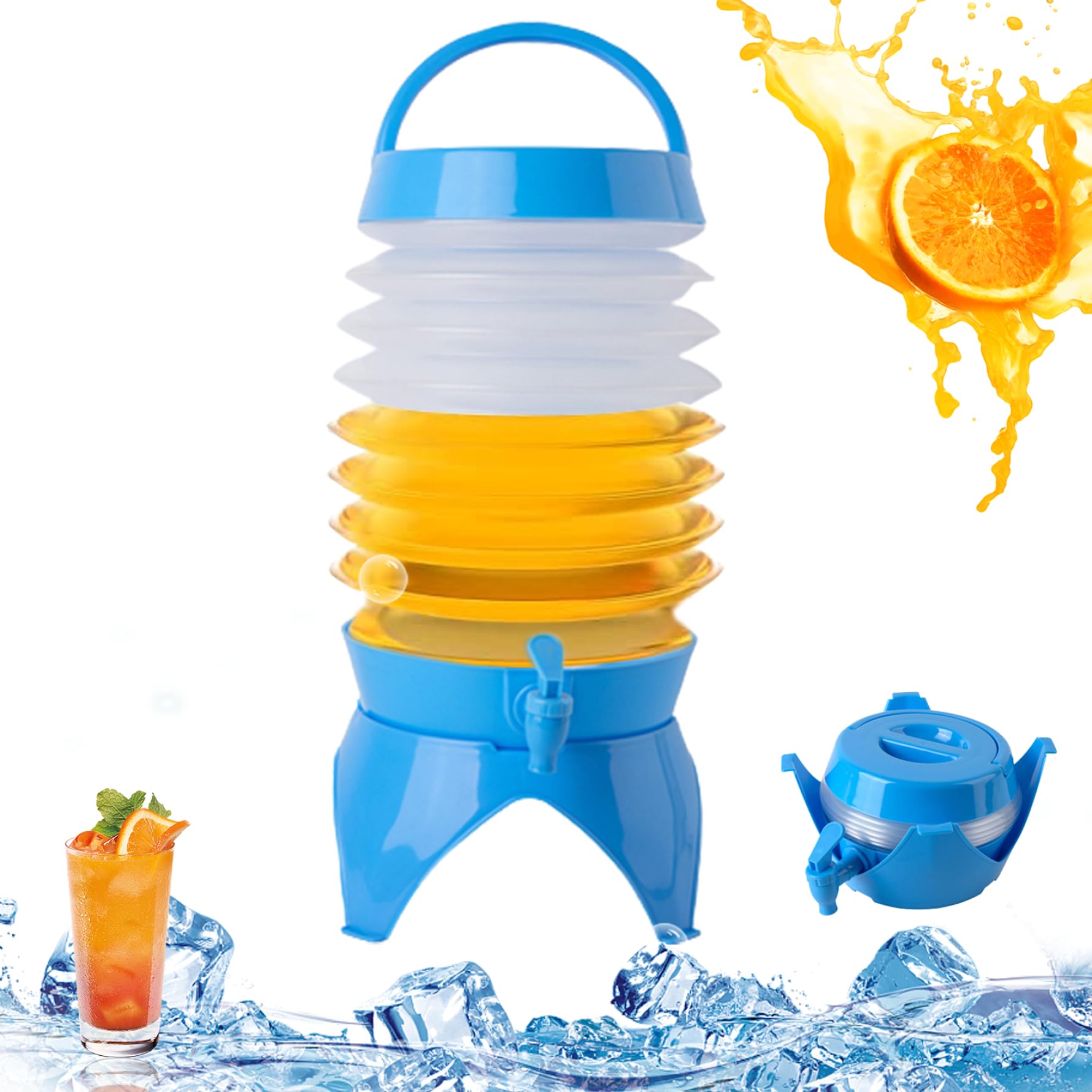 Distributeur de boissons glacées 3L avec robinet pour bouteille - Blanc