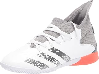 Boy's Indoor Predator Freak .3 Soccer Shoe, White/Iron Metallic/Solar Red, 6 Little Kid