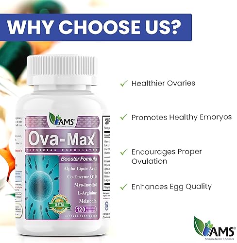 Miniatura 6 de America Medic  Science OVA-Max - Cápsulas de fertilidad femenina mejoran la calidad de embriones 120
