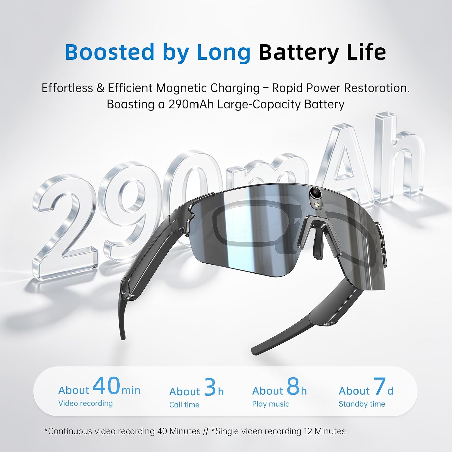 AI Smart Glasses with Camera 8MP HD Anti-Shake, Photo Video Recording, Real-Time Translation, UV Protection, Open-Ear Audio Eyewear Bluetooth Sunglasses for Cycling Travel Meetings Vlog (Black)