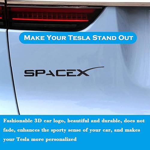 Miniatura 3 de YHCDSEA Emblema de doble motor, decoración a cuadros, compatible con accesorios modelo 3 Y X S (negro mate)