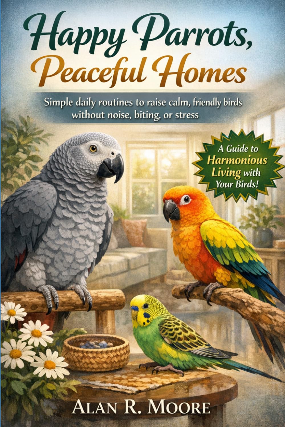 Happy Parrots, Peaceful Homes: Simple daily routines to raise calm, friendly birds without noise, biting, or stress