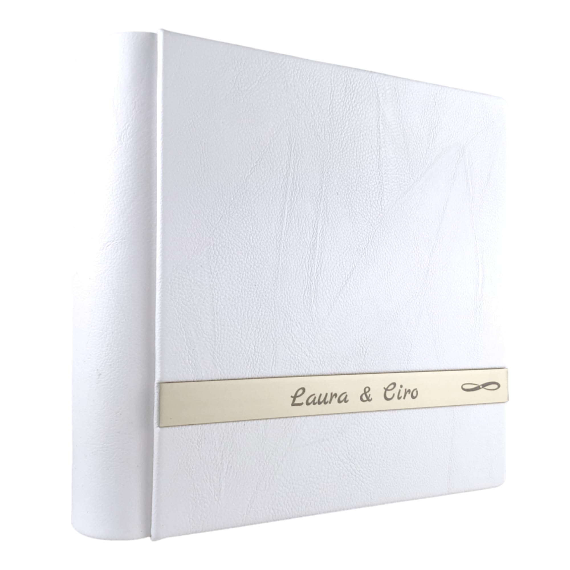Album Fotografico Artigianale - Cristy - in similpelle pregiata, con bacchetta alluminio Personalizzabile,classico con velina,Matrimonio,Compleanno,Regalo,Wedding,Anniversario (Bianco)