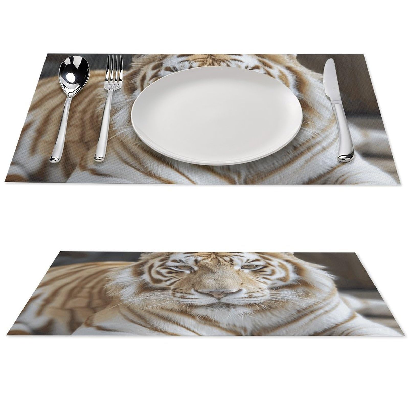 Sets de table de cuisine motif tigre crème pour intérieur et extérieur