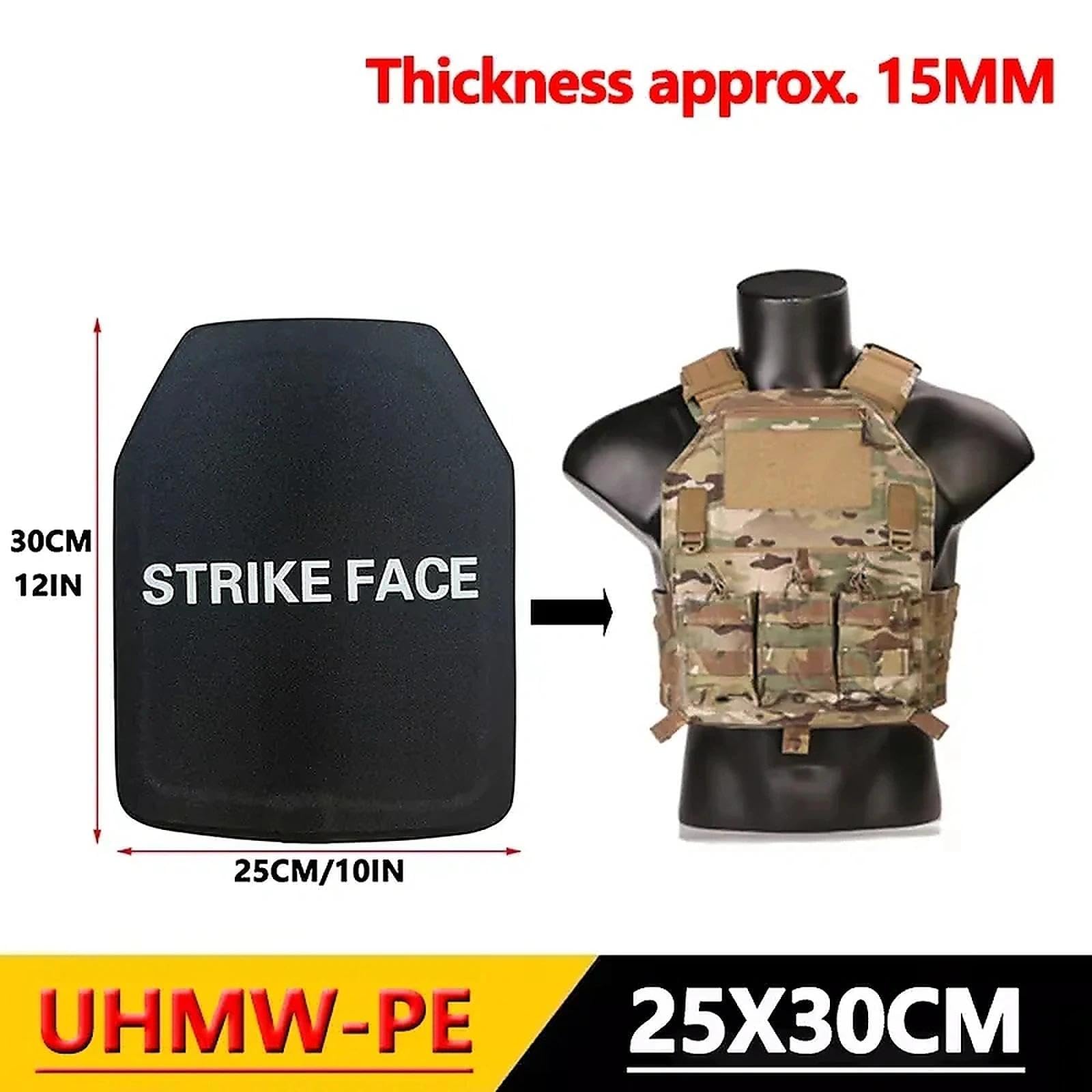 NIJ IV Ballistische Platten Bulletproof Plate Plattenträger Weste, 10x12 Inch PE + Ceramic Stand Alone Armour Plate, Tactical Insert for Vest/Backpack, 7.62mm Protection(2PCS)