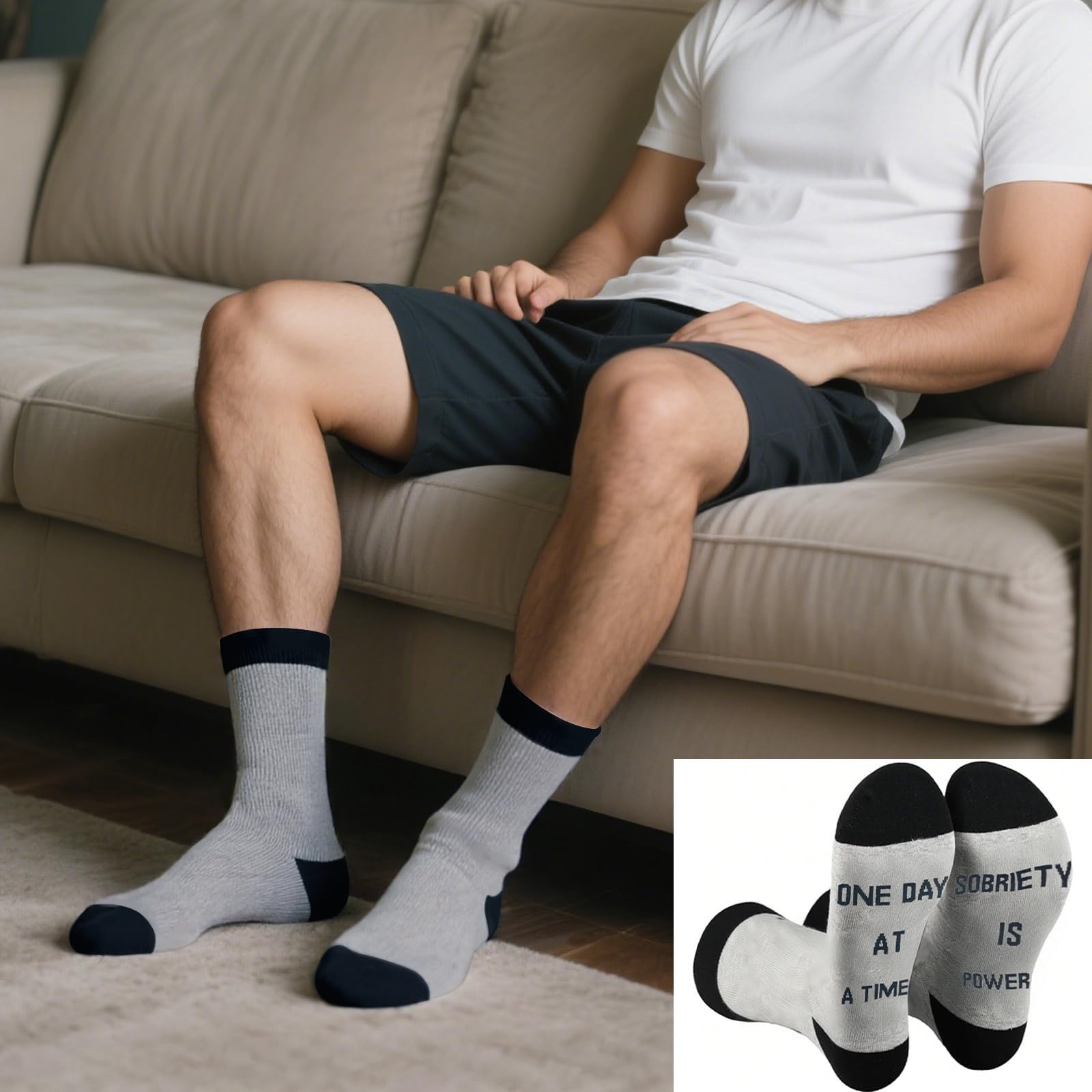 Sobriety Gifts for Men Women,4pcs Recovery Gift Set With Novlety Socks for Alcoholics Anonymous Addiction, Sobriety Pocket Hug Token