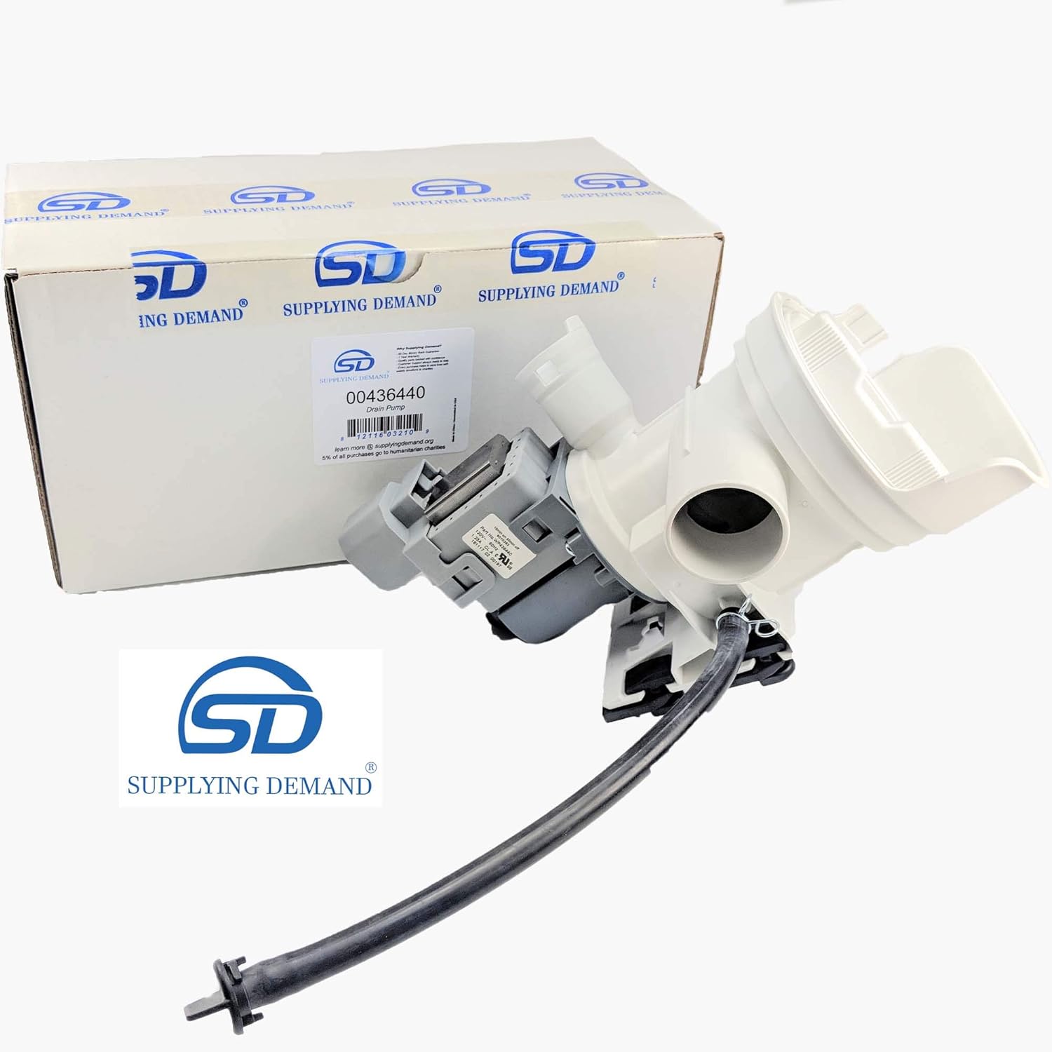 Supplying Demand 00436440 00674704 Clothes Washer Drain Pump Motor and Housing Replacement Grey