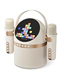 PHILIPS S2508 Portable Karaoke Machine,Party Bluetooth Speaker with 2 Karaoke Microphones,7 H Battery,Multi-Colored Light Modes with Display Screen,6 Vocal Effects,USB,AUX or TF Card Input,Mini,White