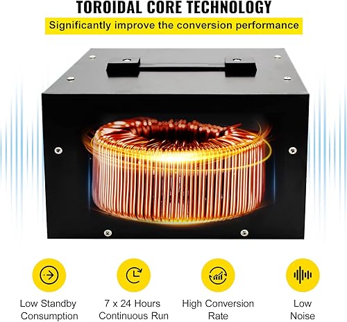 Miniatura 7 de VEVOR Transformador convertidor de voltaje, 3000 W, 240 V a 110 V, 110 V a 240 V, resistente, convertidor de potencia de EE. UU. a Reino Unido, 2