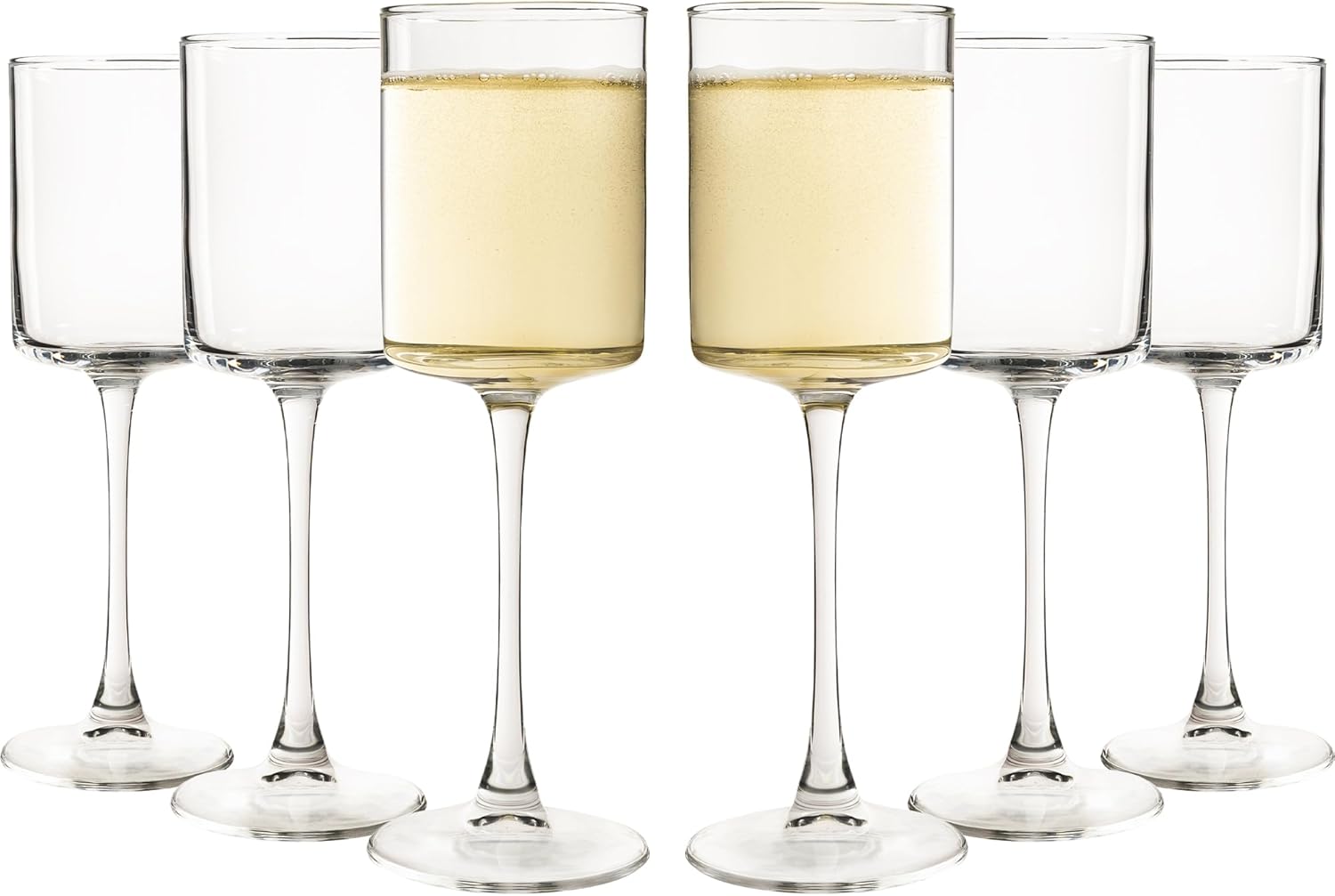 Wine Glass Set of 6-10 oz Cylinder Wine Glasses, Sparkling Wine Glasses for Birthday, Party, Wedding