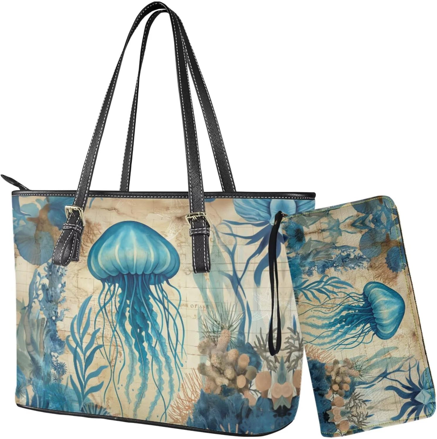 Womens Handbag Wallet Set Leather Satchel Purse Handbag with Wristlet Wallet Top Handle Handbag for Ladies