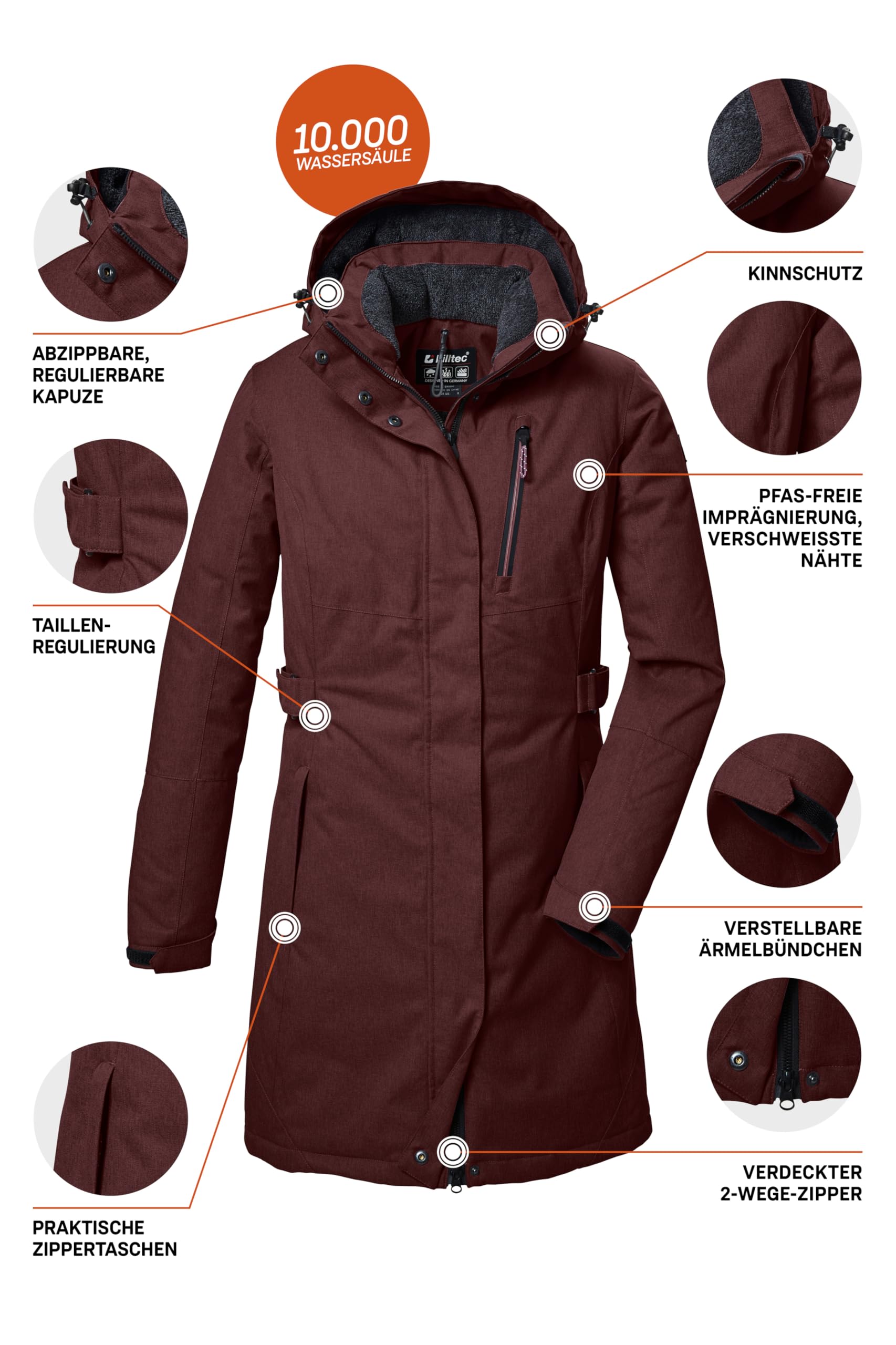 Killtec Kow 303 Wmn Prk Parka fonctionnelle/parka avec capuche amovible Femme
