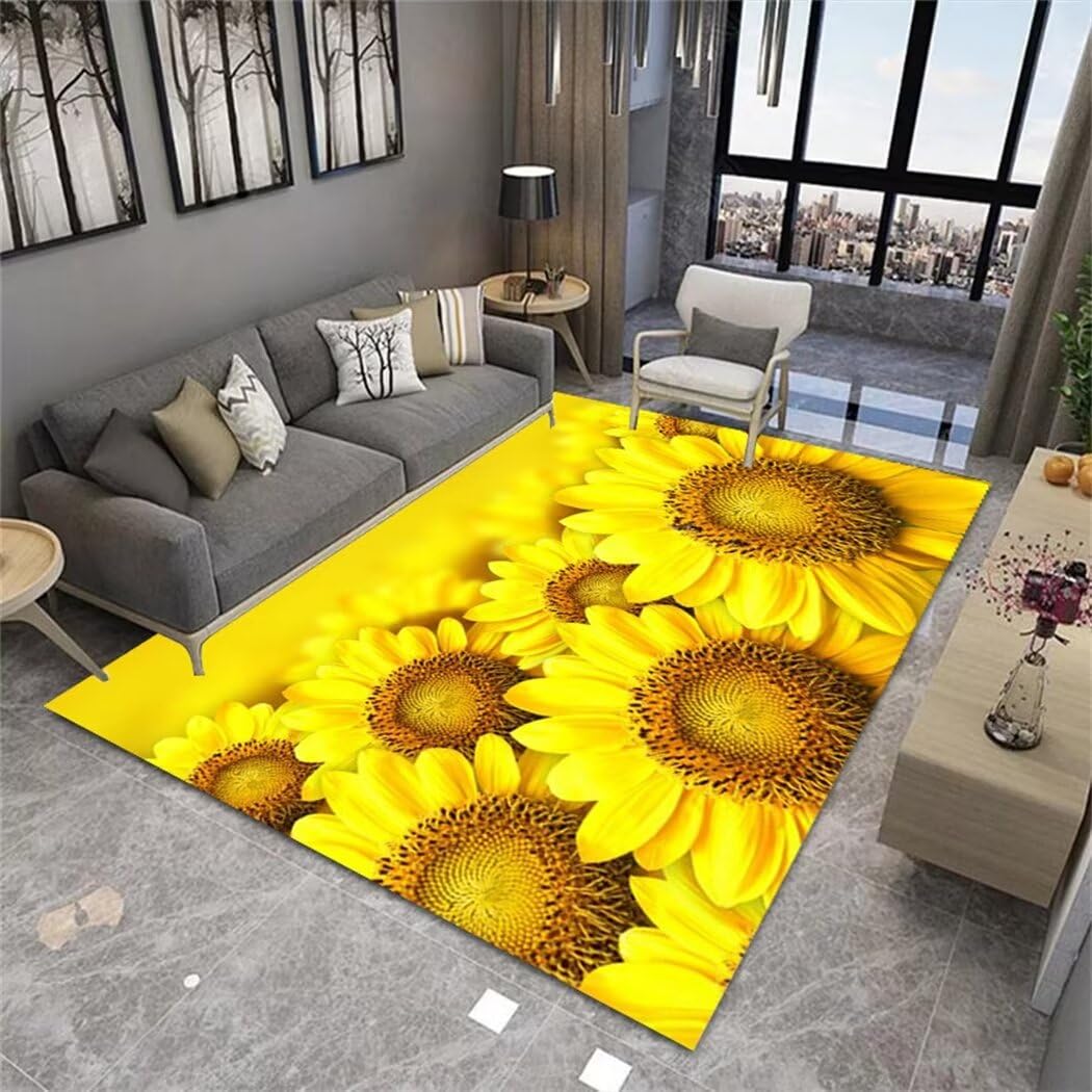 Tapis de damier jaune lavable en machine grand format 160x210cm