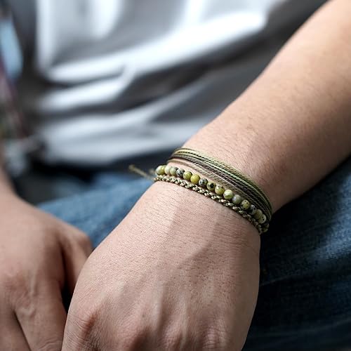 Miniatura 30 de Handmade Natural Stone Beaded Healing Bracelet Gift for Men Adjustable Rope String Bracelet (picasso jasper, Adjustable)