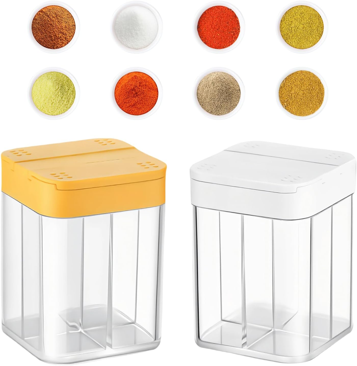 Transparent Slide-Lid Condiment Organizers, Multi-Compartment Kitchen Storage Box, Space-Saving Dispenser Kitchen Dispenser