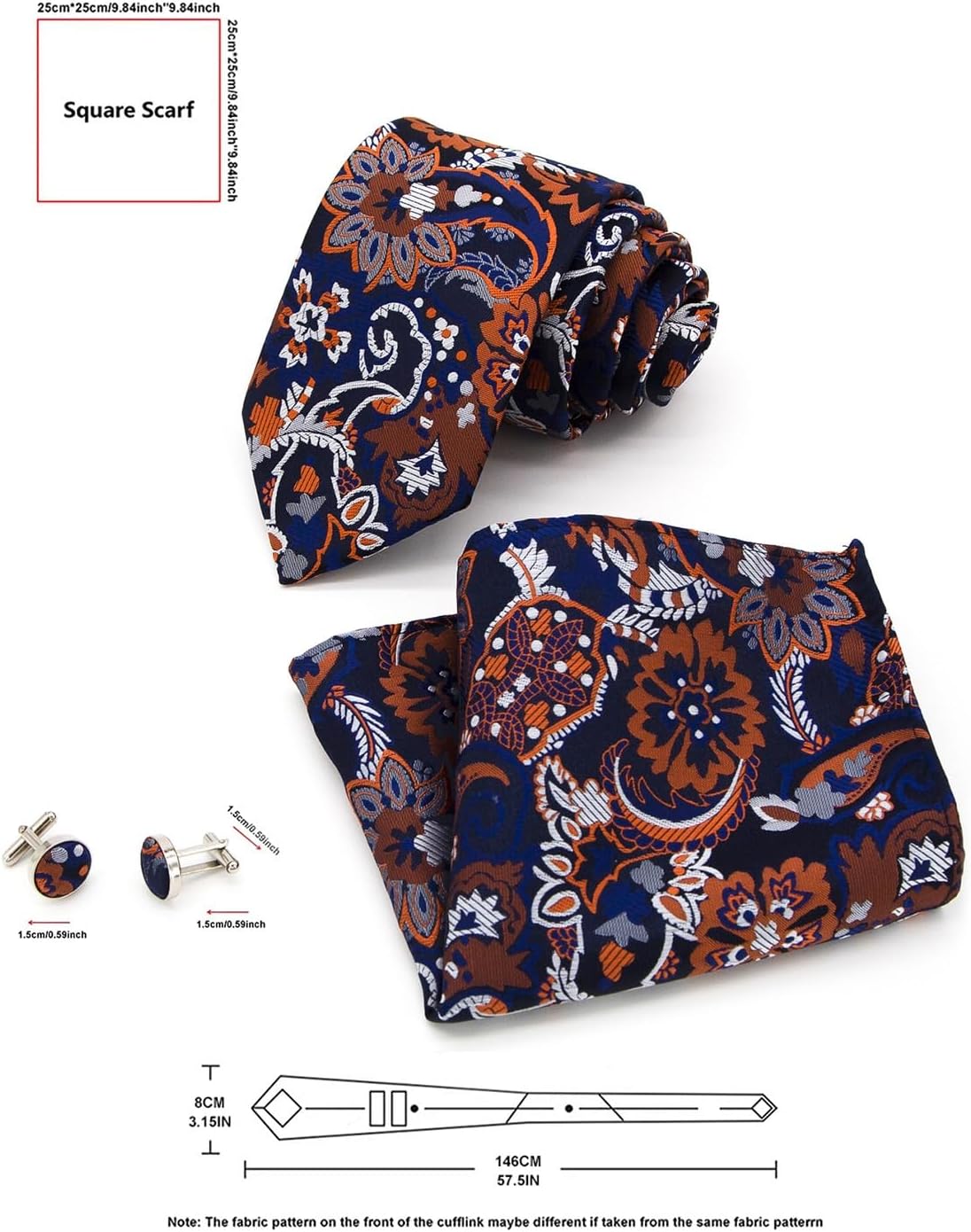 Men's Formal Wear Cuff Handkerchief Set European And Paisley Retro Business Tie