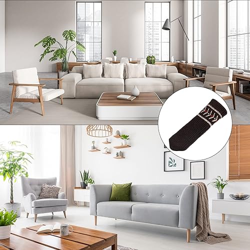 Miniatura 6 de uxcell Calcetines para patas de silla, 16 unidades, calcetines de muebles de punto, protectores de pies de mesa para suelos de madera (marrón)