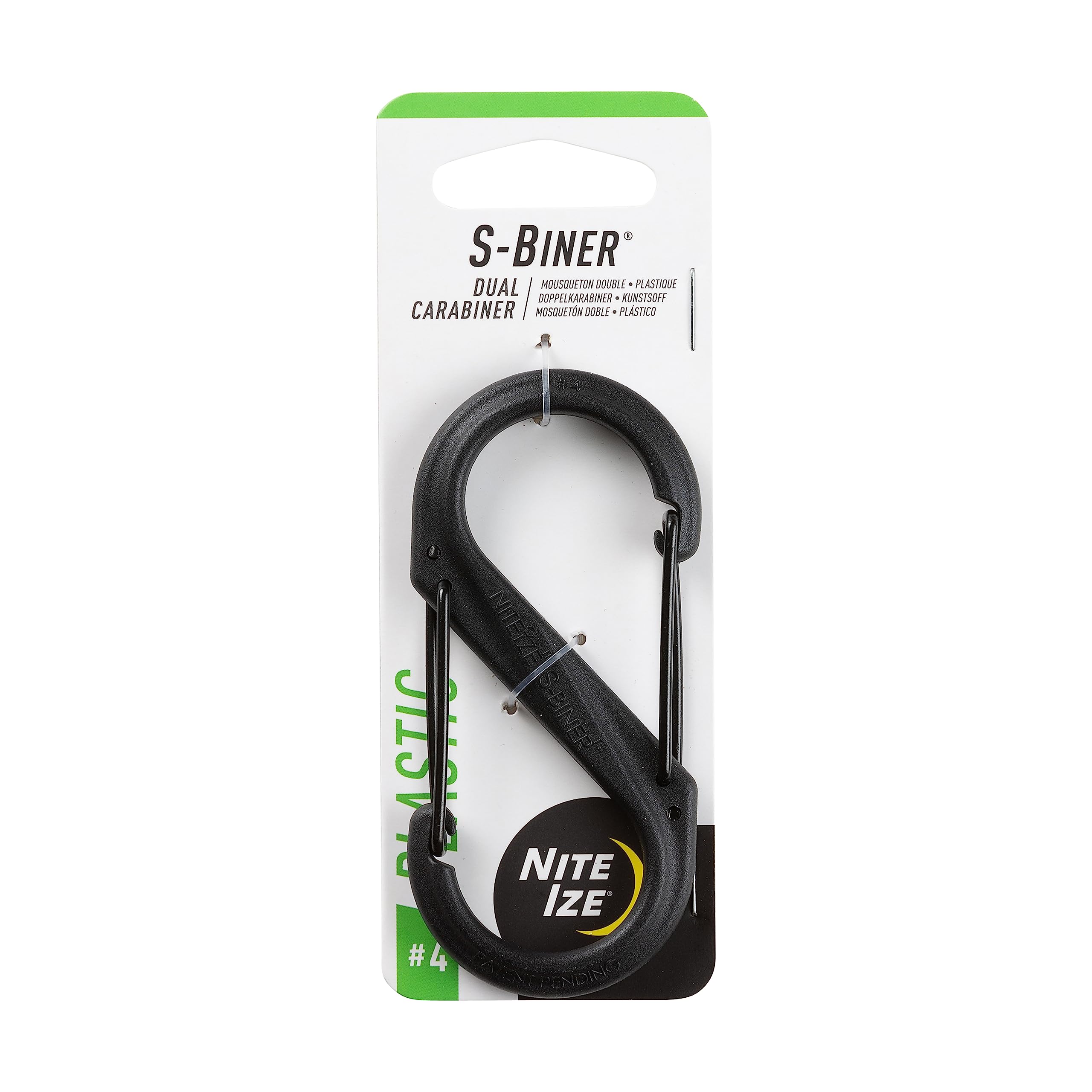 Nite Ize Carabiner Clip, 3-12 in., Plastic, Black.
