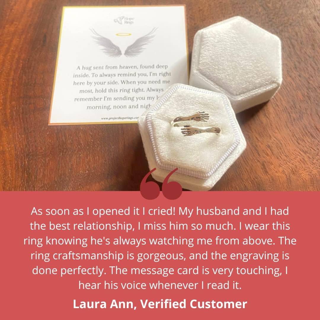– The Hug From Heaven Ring – Handcrafted 304 Stainless Steel Hand Hug – Tarnish-Free & Hypoallergenic – Adjustable Wrap Around Ring – Thoughtful Memorial Gift Idea for Men & Women (Stainless Steel, Adjustable)