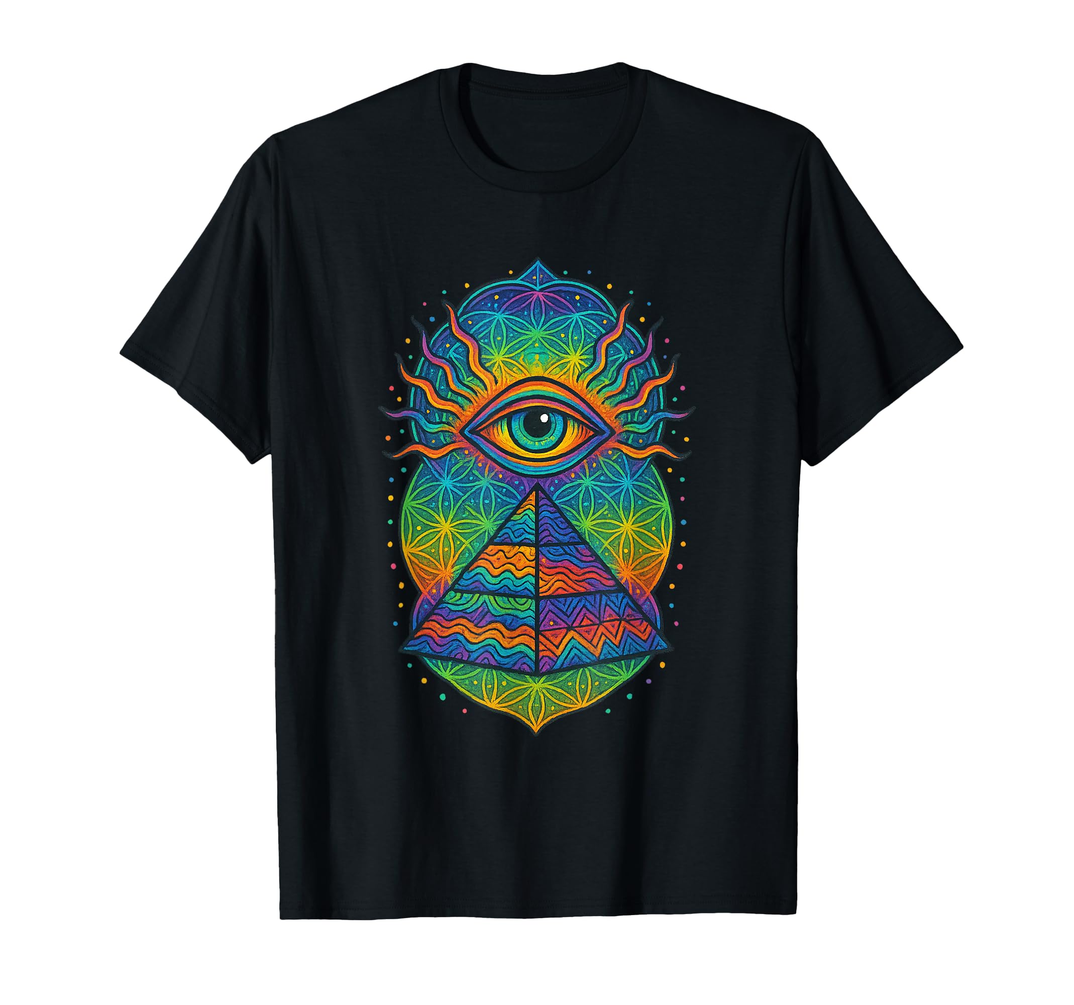 SPACE TRIBE 幾何学 サイケデリック Tシャツ JP:XL メンズ Amazon | サイケデリックピラミッド、オールシーイングアイ、神聖幾何