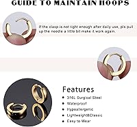 Vista 4 de Jstyle Aretes de aro de acero inoxidable para hombre y mujer