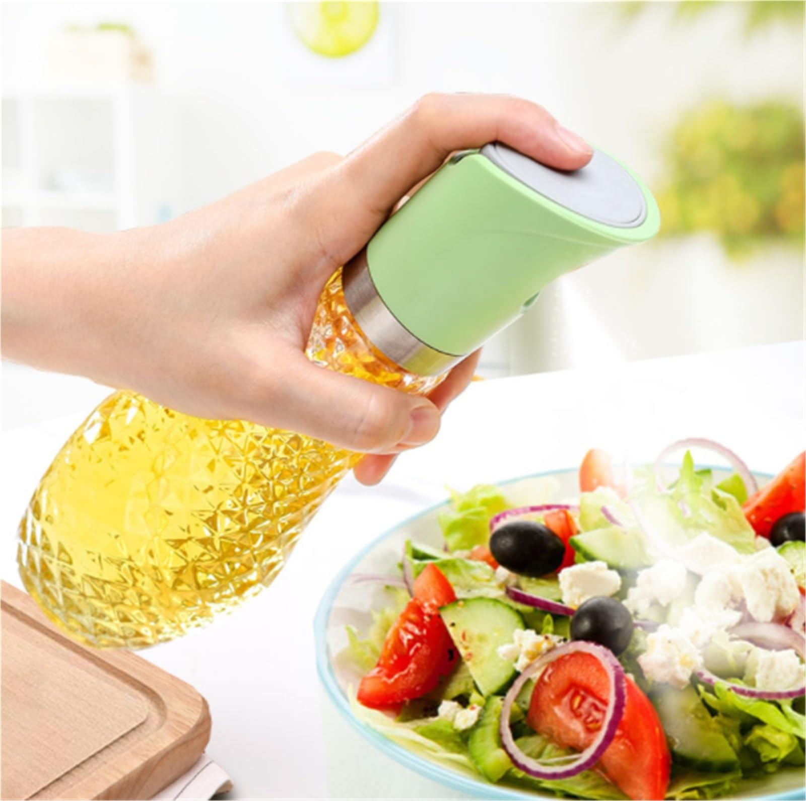 Ölsprüher Für Speiseöl Essbare Presse Öl Sprayer Geeignet For Air Fryer Salat Backen Grill Grillen Küche(Yellow)