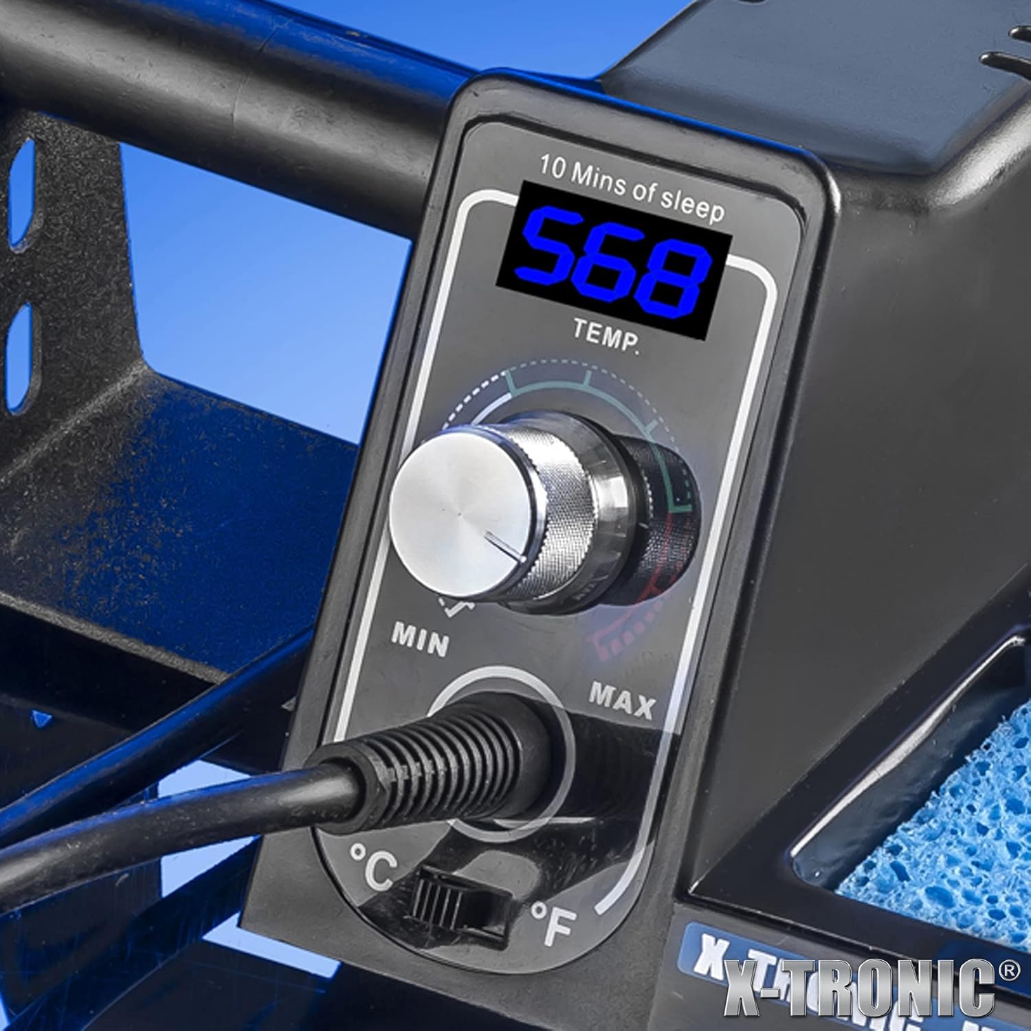 The Original X-Tronic 3020-XTS • 75W Soldering Iron Station Kit • 2 Helping Hands • 5 Extra Tips • Roll of Solder • Brass Sponge & Flux • Tweezers • Solder Sucker • °C/°F Toggle & Sleep Features!