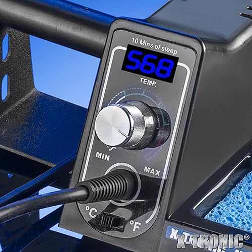 Miniatura 4 de X-Tronic - Estación de soldadura de 75 W modelo #3020. 5 puntas extra, soporte para rollo de soldadura, limpiador de punta de latón con limpiador de