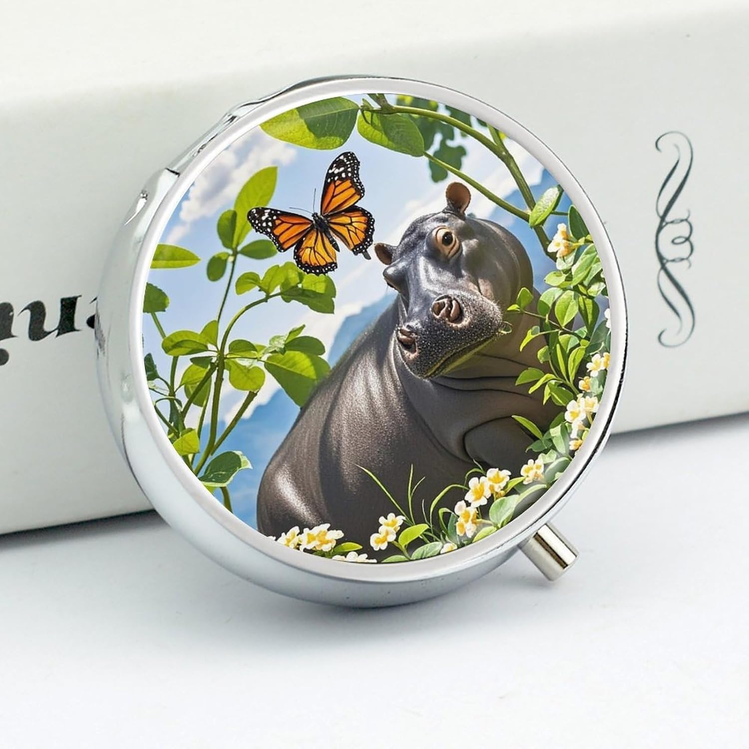 Round Pill Box, 3 Compartment Small Pill Case for Pocket Purse image 4