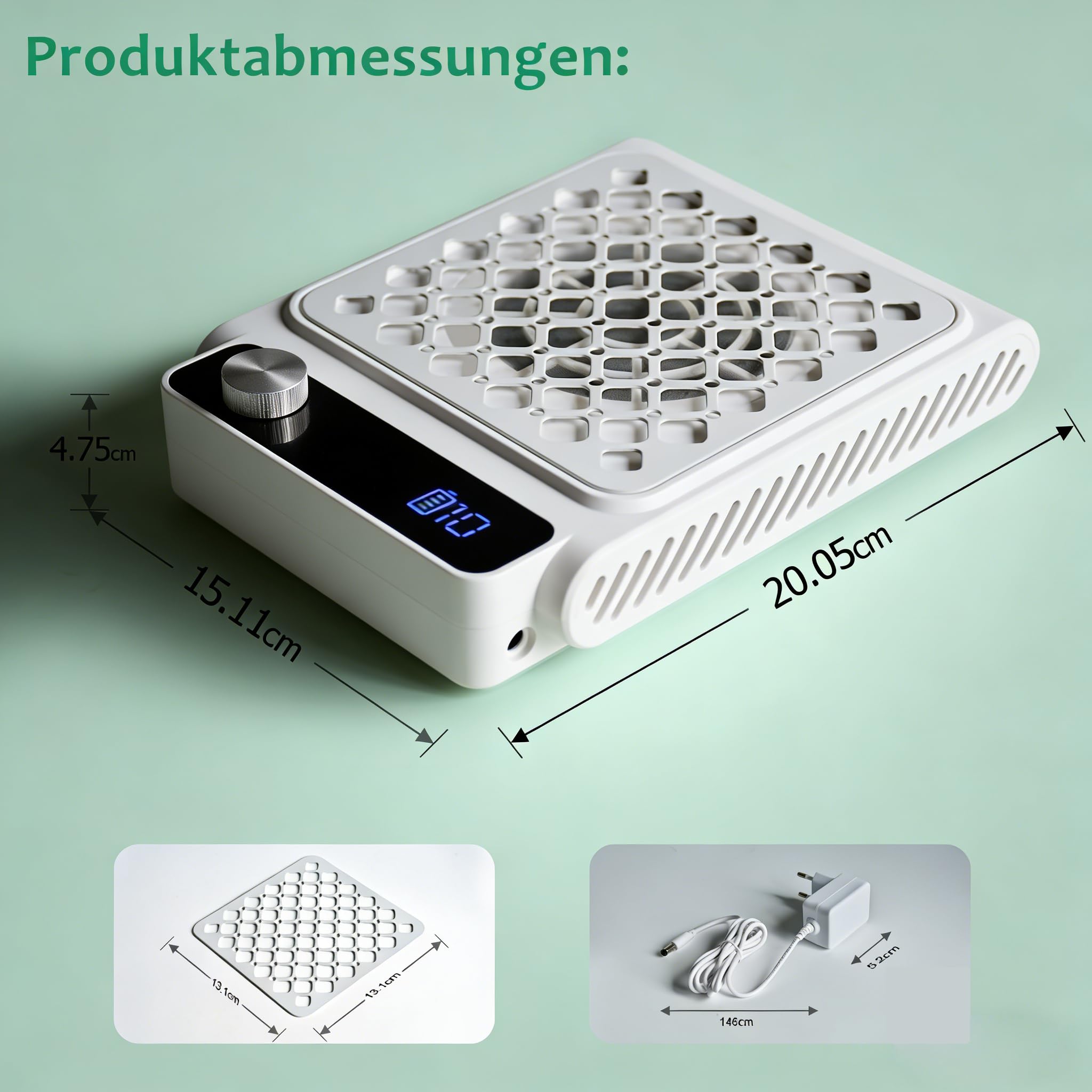 Aspirador de uñas con 10 niveles de succión y 30 filtros, 6000 rpm, aspirador silencioso para uñas, batería recargable inalámbrica, aspiradora profesional para uñas de gel y manicura | Aspirador de polvo para uñas, batería recargable inalámbrica, aspirado