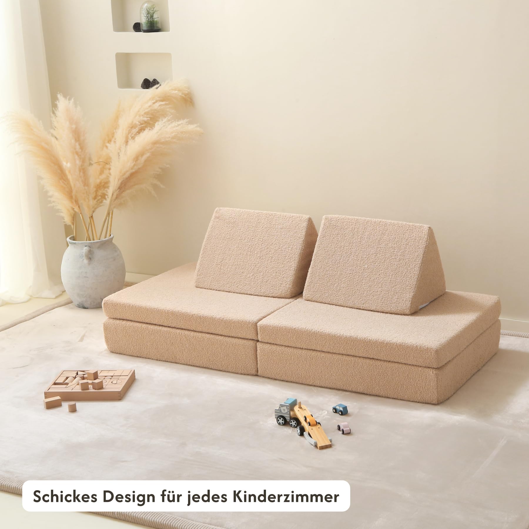 Hakuna Matte Modulares Kindersofa gemütliches Entspannen 150x66x52.5cm | Spielsofa für Kinder aus extra weichem Teddystoff Kinder-Couch mit maschinenwaschbaren Bezügen, für kreatives Spielen