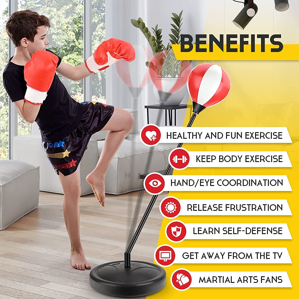 Punching Bag for Kids, Boxing Bag Set for Age 4, 5, 6, 7, 8, 9, 10