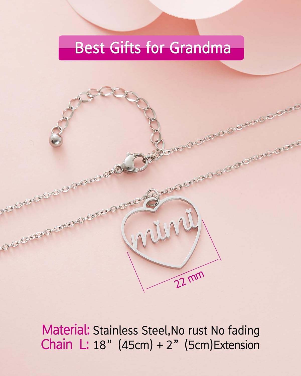 Grandma Necklace Nanny Jewelry Stainless Steel Cutout Gigi Mimi Nana Nanny Heart Letter Pendant Necklace Gifts for Grandma from Grandchild. - Image 5