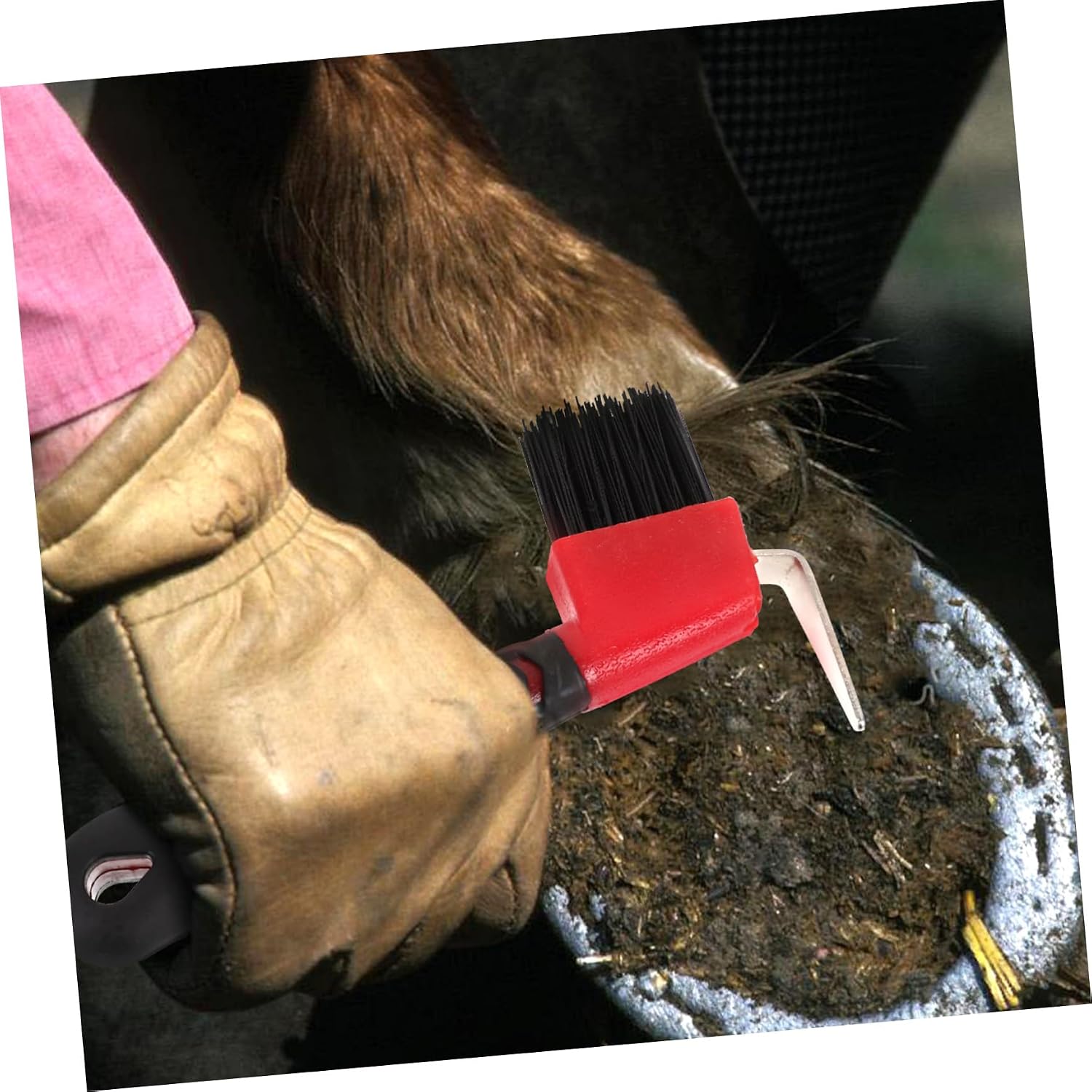 YARNOW Rubber Hoof with Brush Essential Horse Grooming Tool for Daily Care Durable Resistant Random Color for Hoof Cleaning Trimming