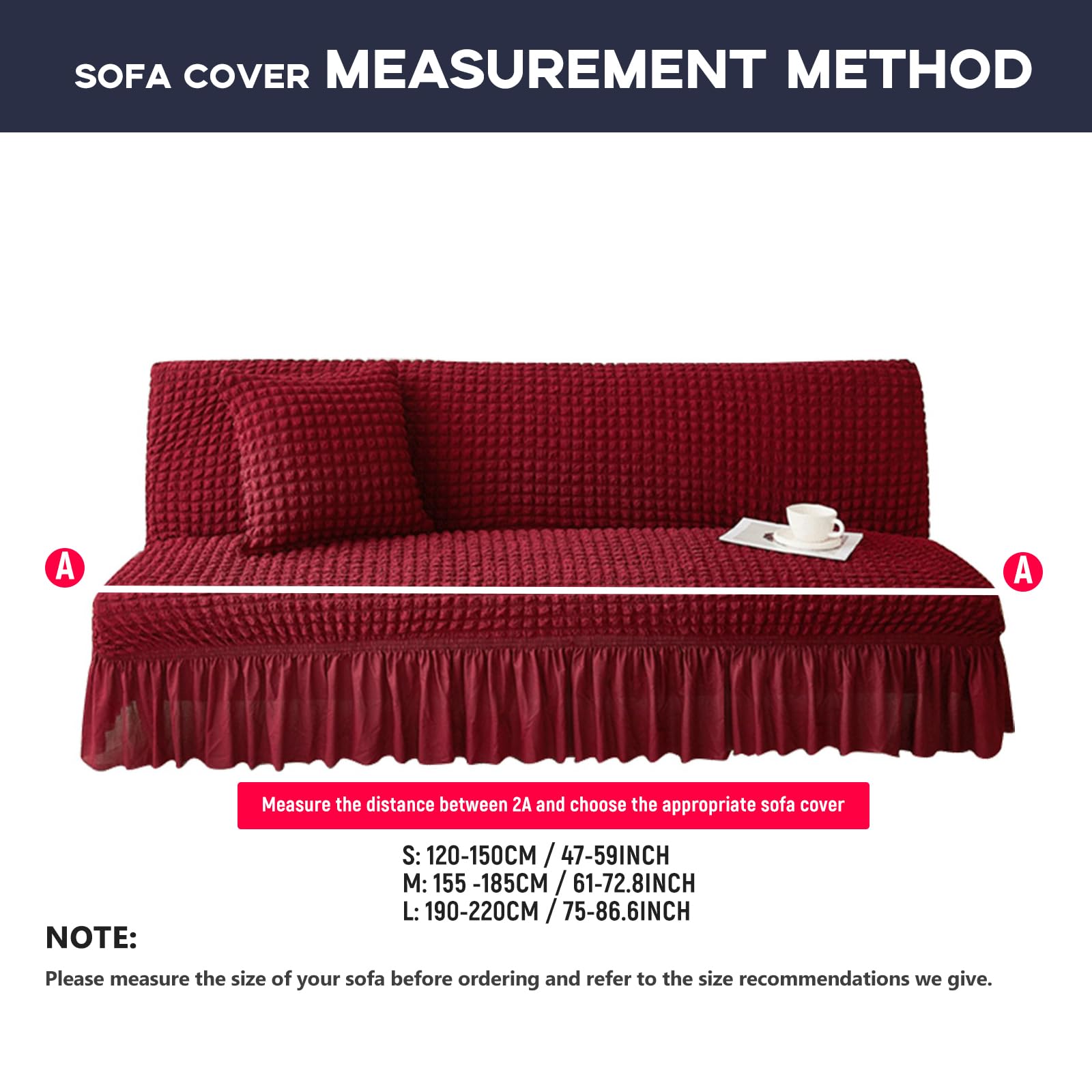 Funda universal para sofá Sper de 3 plazas, protector de sofá elástico y plegable con faldón, ajuste elástico para sala de estar y decoración del hogar, diseño sin brazos