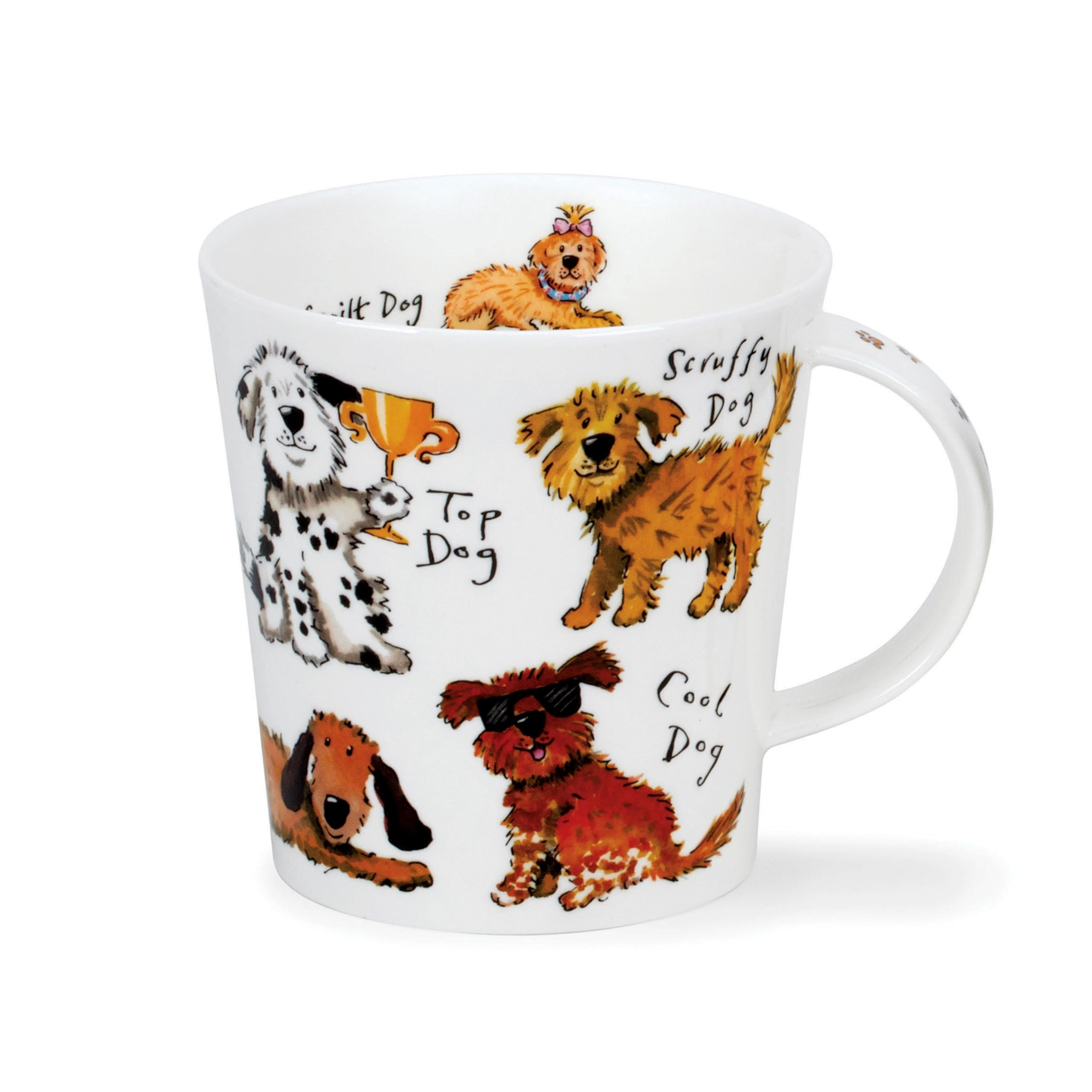 Dunoon Becher Cairngorm A Dog's Life 480 ml Fine Bone China Porzellan 11cm Tasse Moderne Kaffeetasse mit Hunde Design | Großes Fassungsvermögen | Hochwertige Qualität Spülmaschinenfest