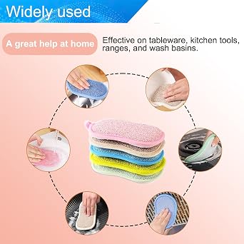 12 Pack Large Washing Up Sponges, 15 x 9cm Dual-Sided Kitchen Sponge, Non-Scratch Cleaning Sponges for Dishes, Pots & Pans, Multi-Purpose Dish Scourers