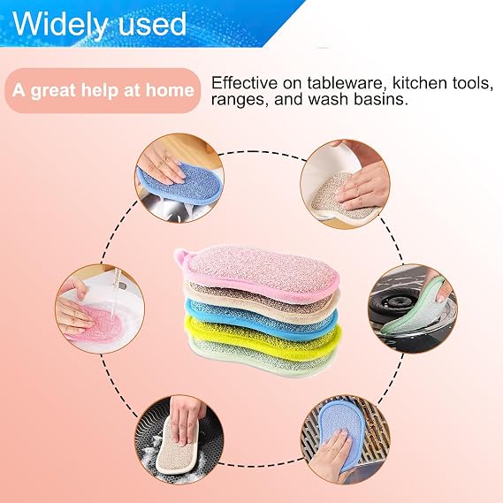 12 Pack Large Washing Up Sponges, 15 x 9cm Dual-Sided Kitchen Sponge, Non-Scratch Cleaning Sponges for Dishes, Pots & Pans, Multi-Purpose Dish Scourers