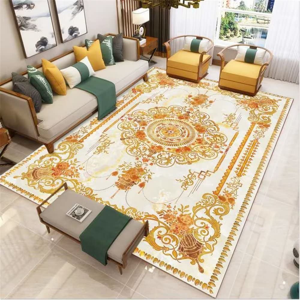 Tapis salon lavable en machine grand format 180x250 motif rétro durable