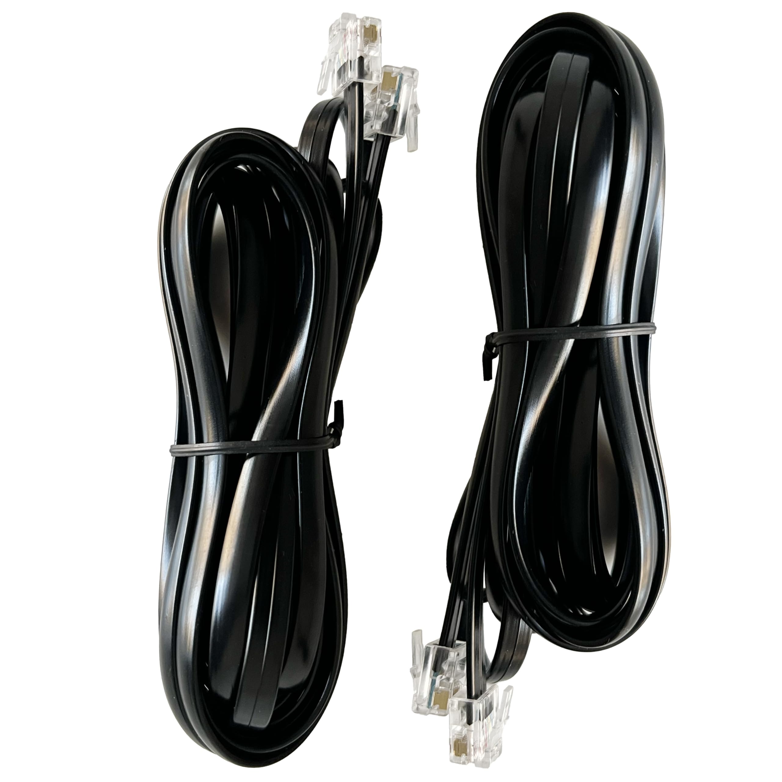 HiBallBall Telephone Wires, 2 Pack 6P6C Telephone Cord Cable for Landline Phones, RJ12 Male to Male Cables (Straight 6P6C, Black)