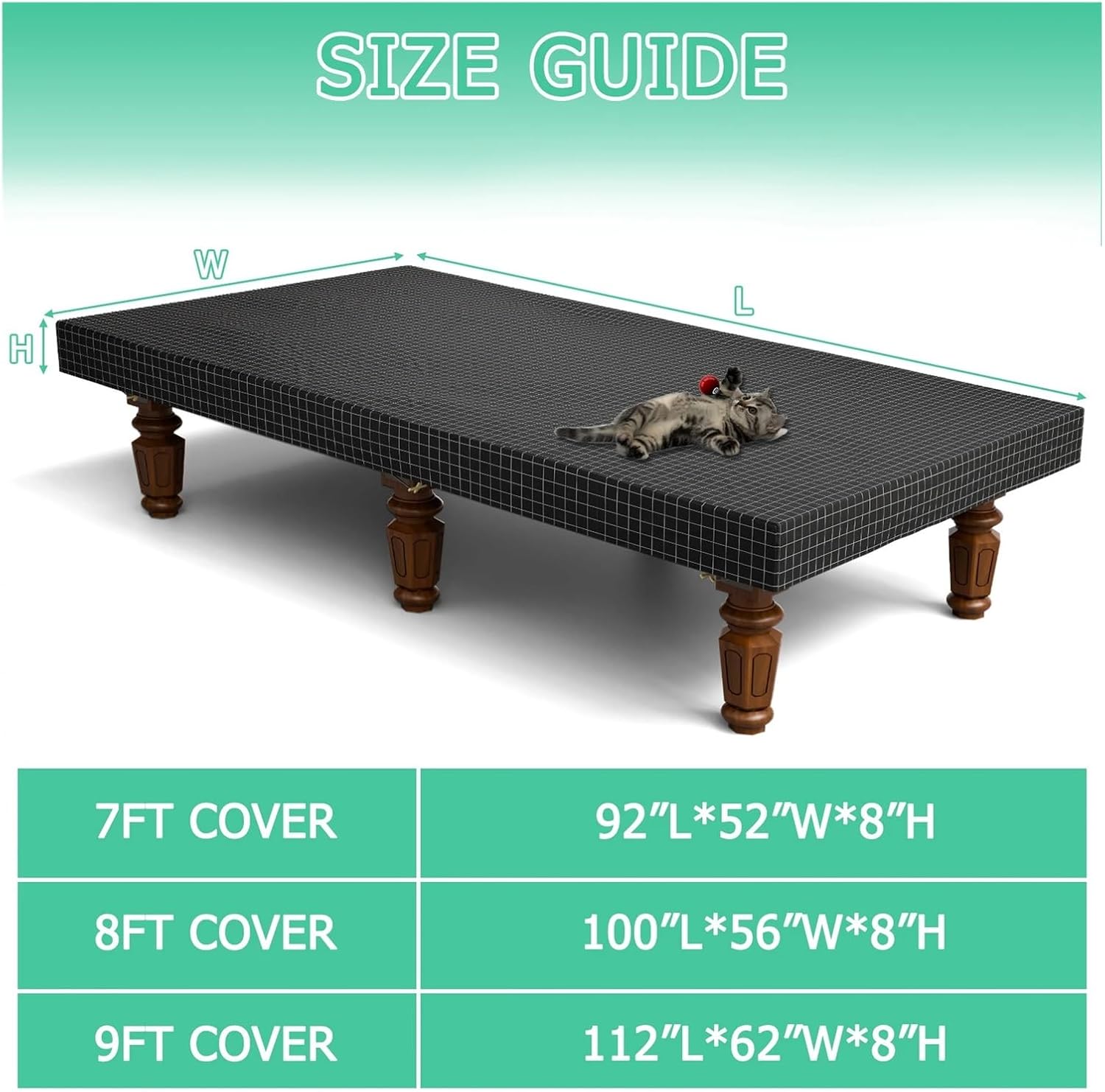 Pool Table Cover Billiard Pool Table Covers with Drawstring Pool Table Table Cover(234x132x21cm)