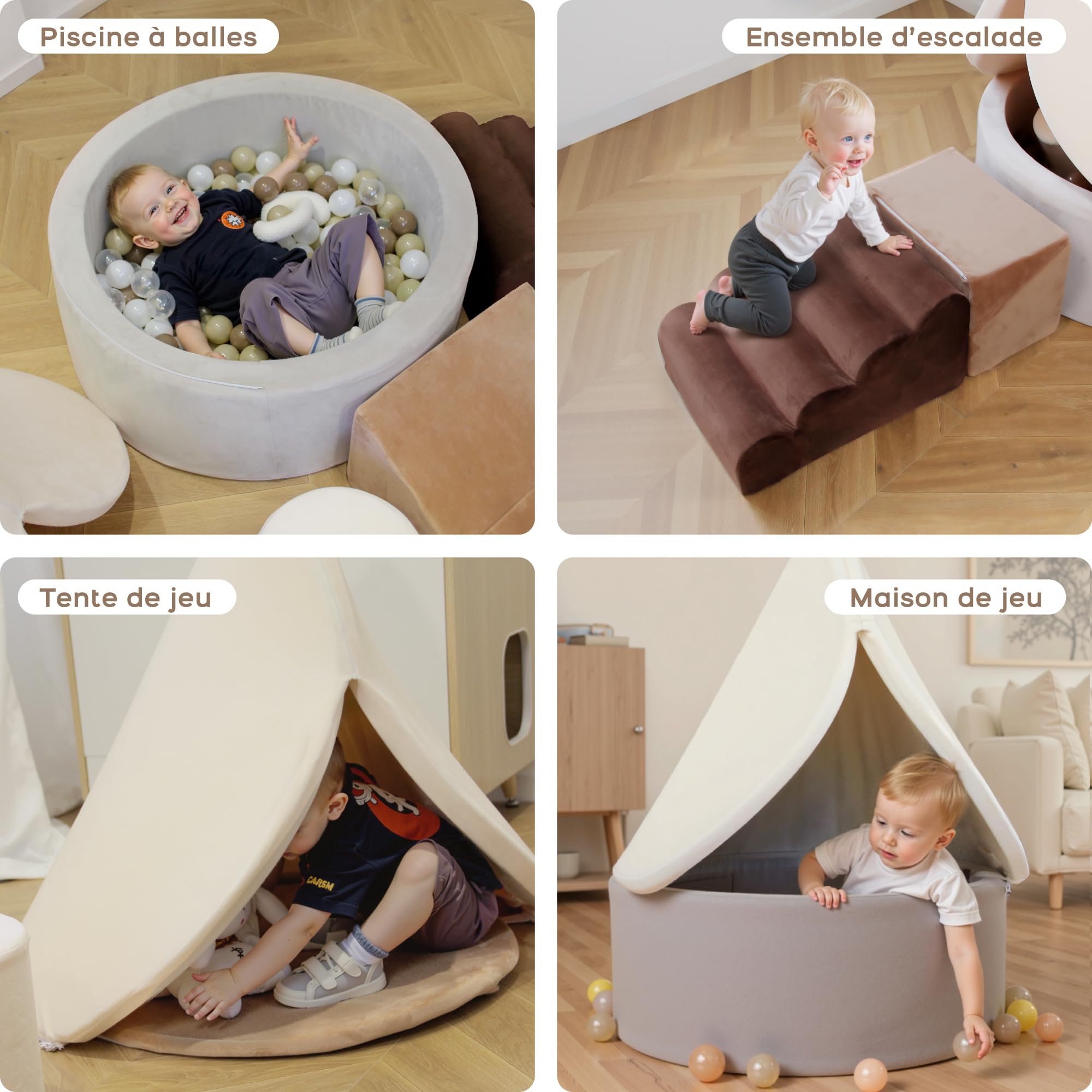 BanaSuper Jeu de Motricité Enfant, Parcours Motricité avec Tente et Piscine | Balles Non Incluses, Piscine à Balles & Tente, Blocs Mousse Éducatifs Modulables, Jouets Structure d'Escalade, Certifiée EN71